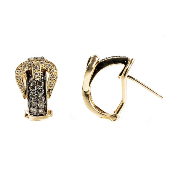 14k Chocolate Champagne and Vanilla Diamonds Earrings - Picture 9 of 10